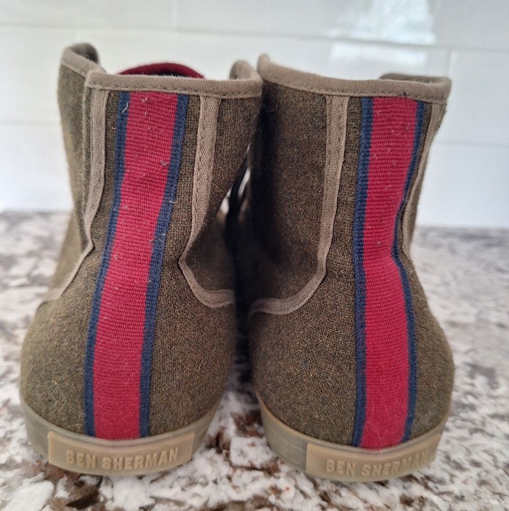 Ben Sherman Khaki Wool High-Top Sneakers Size 12 View 5
